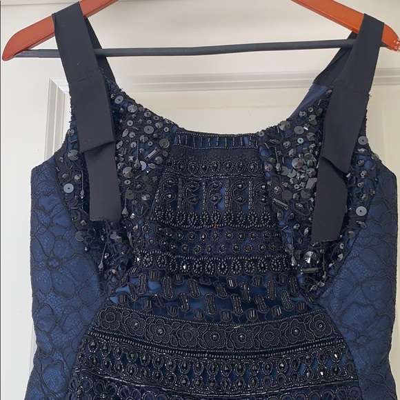 Oscar de La Renta Navy blue sequin evening dress - Picture 5 of 7